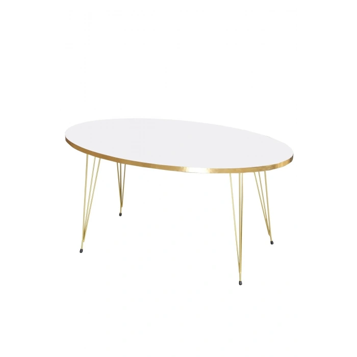 USLUCAN ALIŞVERİŞ Orta Sehpa Elips Gold Beyaz Tel