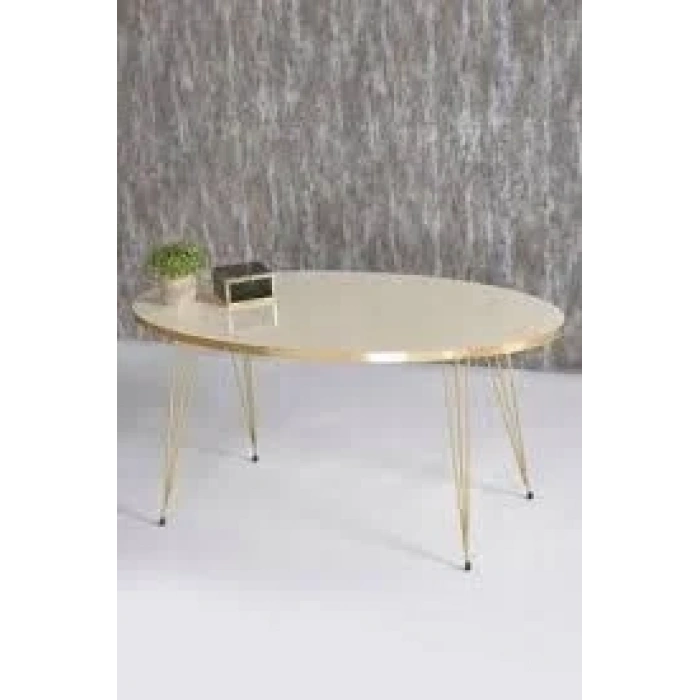 USLUCAN ALIŞVERİŞ Orta Sehpa Elips Gold Krem Tel