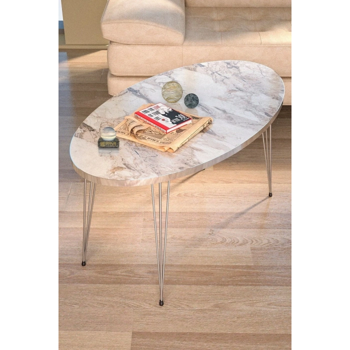 USLUCAN ALIŞVERİŞ Orta Sehpa Elips Gümüş Efes Tel