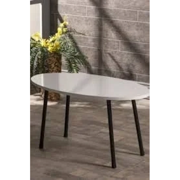 USLUCAN ALIŞVERİŞ Orta Sehpa Elips Metal Ayak  Beyaz