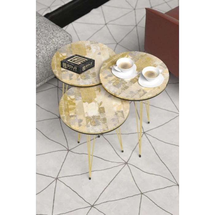 USLUCAN ALIŞVERİŞ Orta Sehpa Elips Metal Ayak  Krem