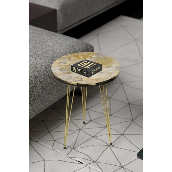 USLUCAN ALIŞVERİŞ Orta Sehpa Elips Metal Ayak  Krem