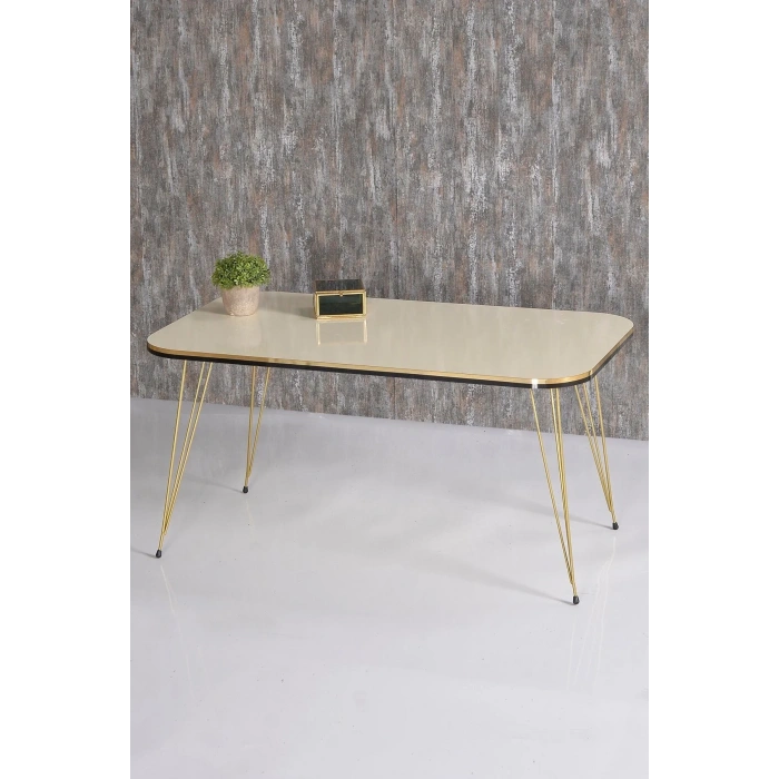 USLUCAN ALIŞVERİŞ Orta Sehpa Elips Siyah Tel Ayak Çift Altın Efes