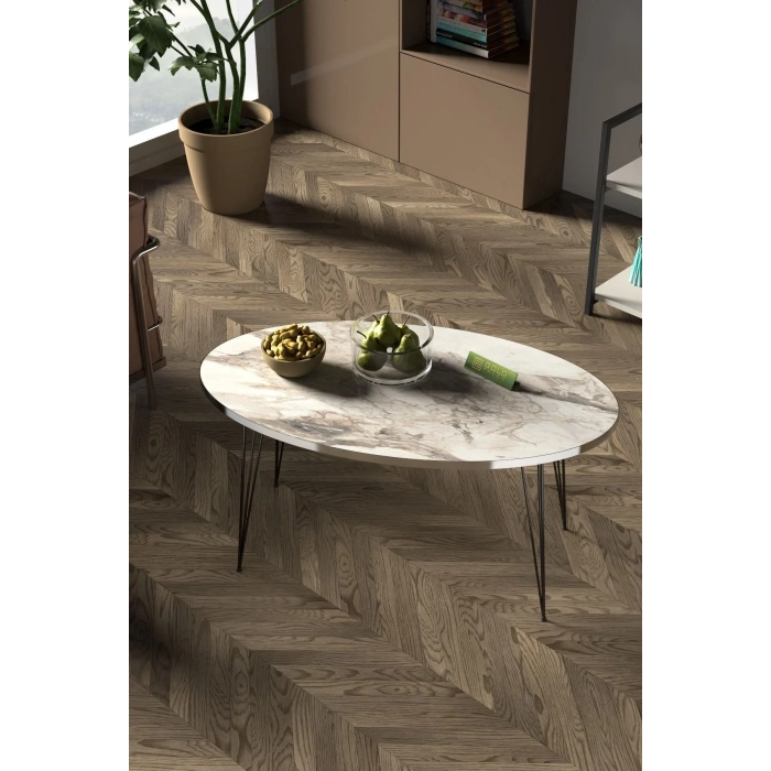 USLUCAN ALIŞVERİŞ Orta Sehpa Elips Siyah Tel Ayak Gümüş Efes