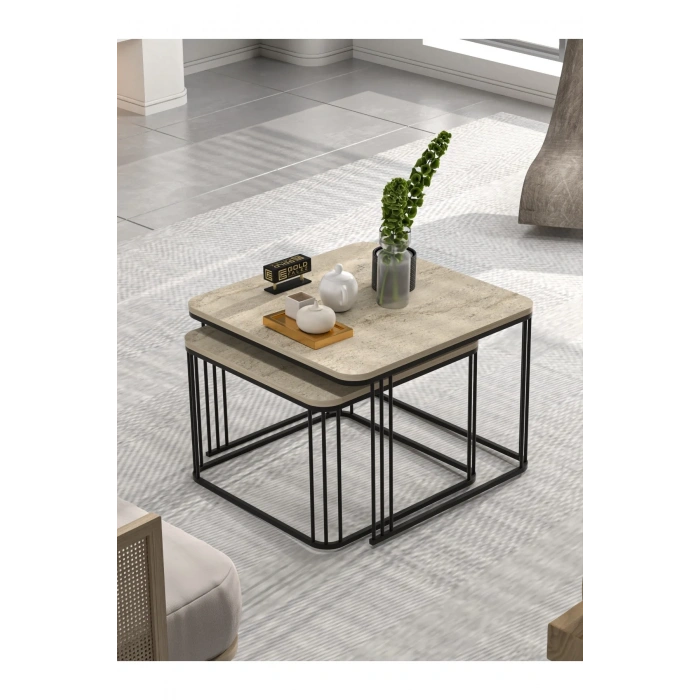 USLUCAN ALIŞVERİŞ Orta Sehpa İkili Alize Traverten