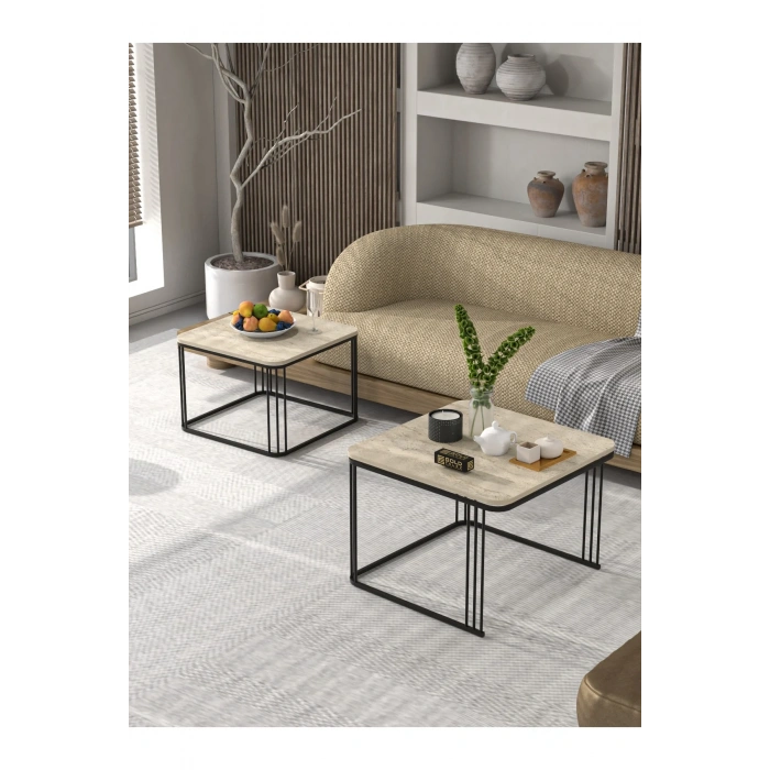 USLUCAN ALIŞVERİŞ Orta Sehpa İkili Alize Traverten