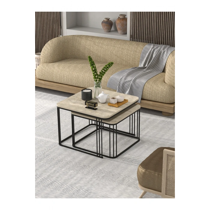 USLUCAN ALIŞVERİŞ Orta Sehpa İkili Alize Traverten