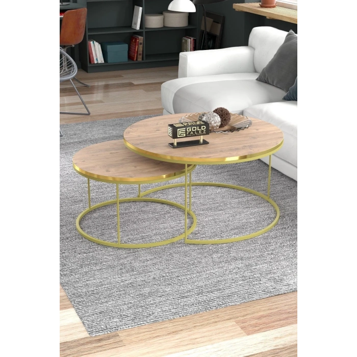 USLUCAN ALIŞVERİŞ Orta Sehpa Ikili Lüx Specıal Gold Ceviz