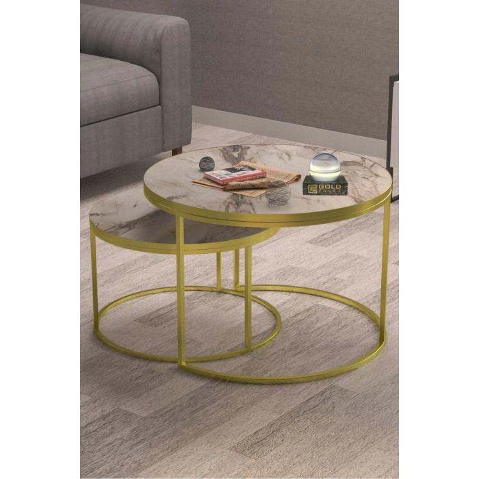 USLUCAN ALIŞVERİŞ Orta Sehpa Ikili Lüx Specıal Gold Efes