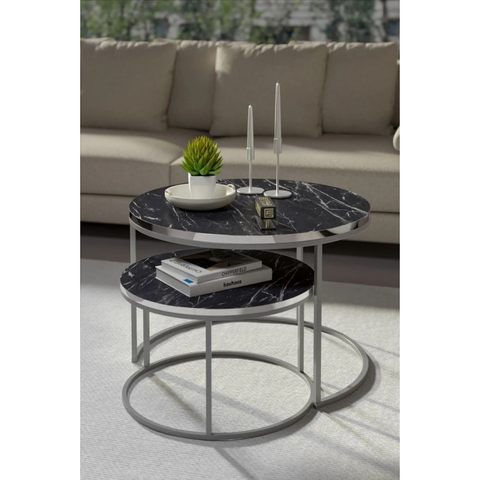 USLUCAN ALIŞVERİŞ Orta Sehpa Ikili Lüx Specıal Gümüş Bendir