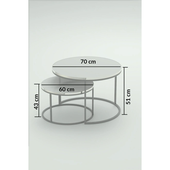 USLUCAN ALIŞVERİŞ Orta Sehpa Ikili Lüx Specıal Gümüş Bendir