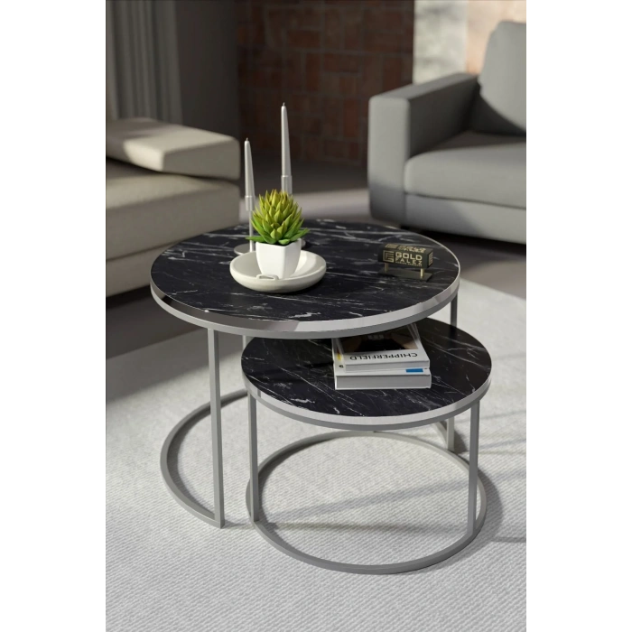 USLUCAN ALIŞVERİŞ Orta Sehpa Ikili Lüx Specıal Gümüş Bendir