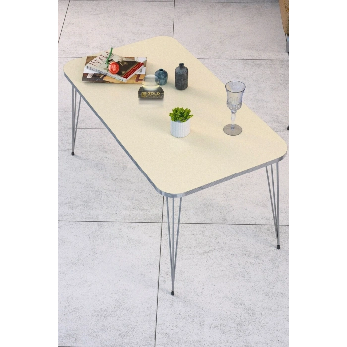 USLUCAN ALIŞVERİŞ Orta Sehpa Kare Gümüş Krem Tel