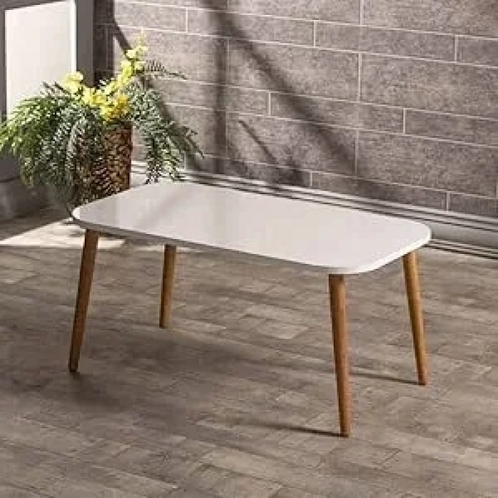 USLUCAN ALIŞVERİŞ Orta Sehpa Kr Ahşap Torna Ayak Krem