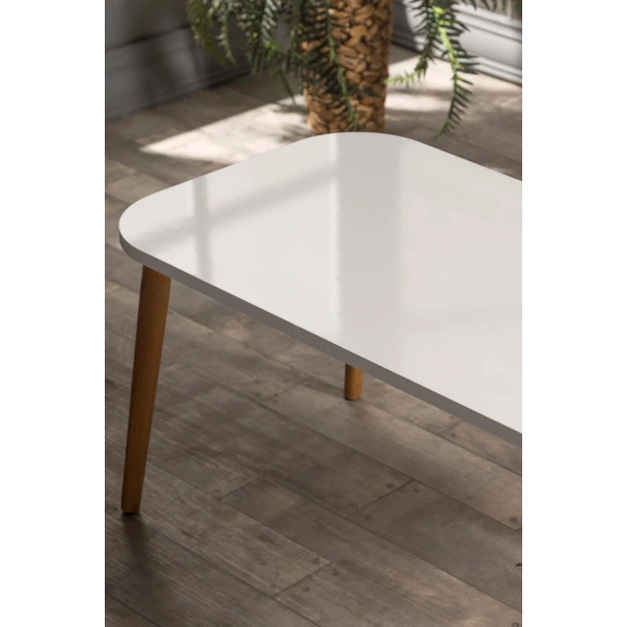 USLUCAN ALIŞVERİŞ Orta Sehpa Kr Ahşap Torna Ayak Krem