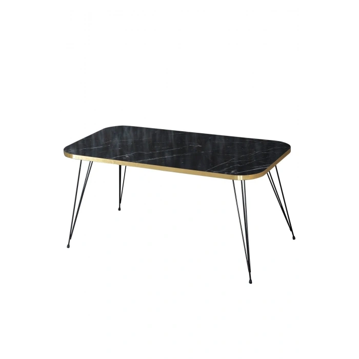 USLUCAN ALIŞVERİŞ Orta Sehpa Kr Siyah Ayak Altın Bendir Tel