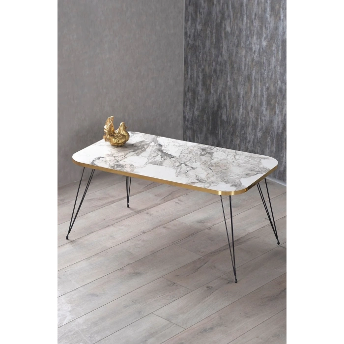 USLUCAN ALIŞVERİŞ Orta Sehpa Kr Siyah Tel Ayak Altın Efes