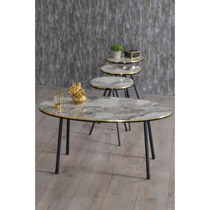 USLUCAN ALIŞVERİŞ Orta Sehpa Kr Siyah Tel Ayak Çift Altın Efes