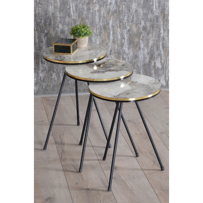 USLUCAN ALIŞVERİŞ Orta Sehpa Kr Siyah Tel Ayak Çift Altın Efes