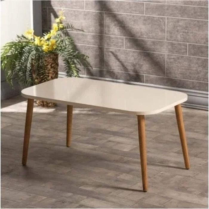 USLUCAN ALIŞVERİŞ Orta Sehpa Kr  Torna Ayak Krem Ahşap