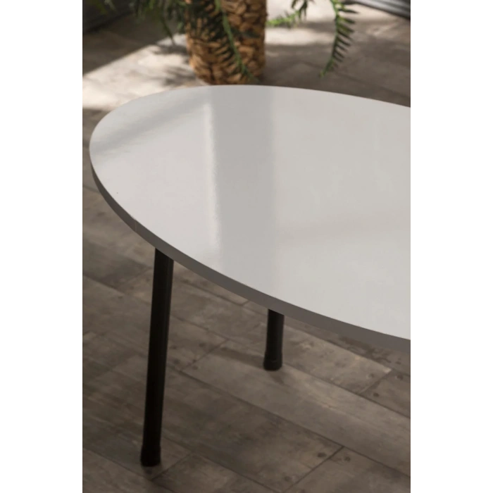 USLUCAN ALIŞVERİŞ Orta Sehpa Metal Ayak Elips Beyaz