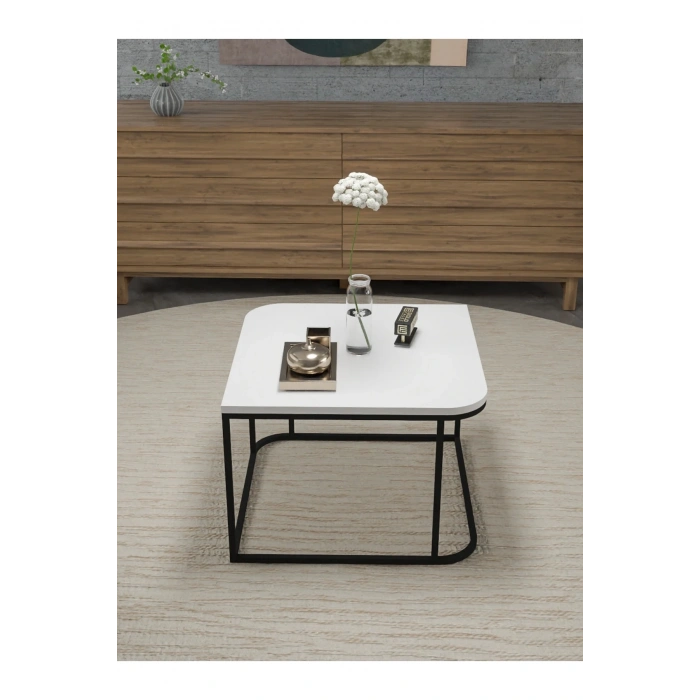 USLUCAN ALIŞVERİŞ Orta Sehpa Tekli Damla Beyaz