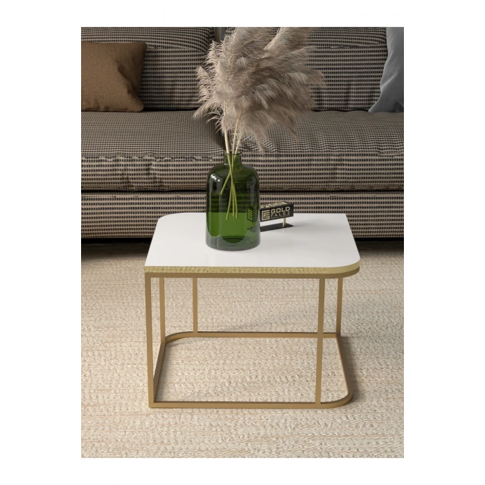 USLUCAN ALIŞVERİŞ Orta Sehpa Tekli Damla Gold Beyaz