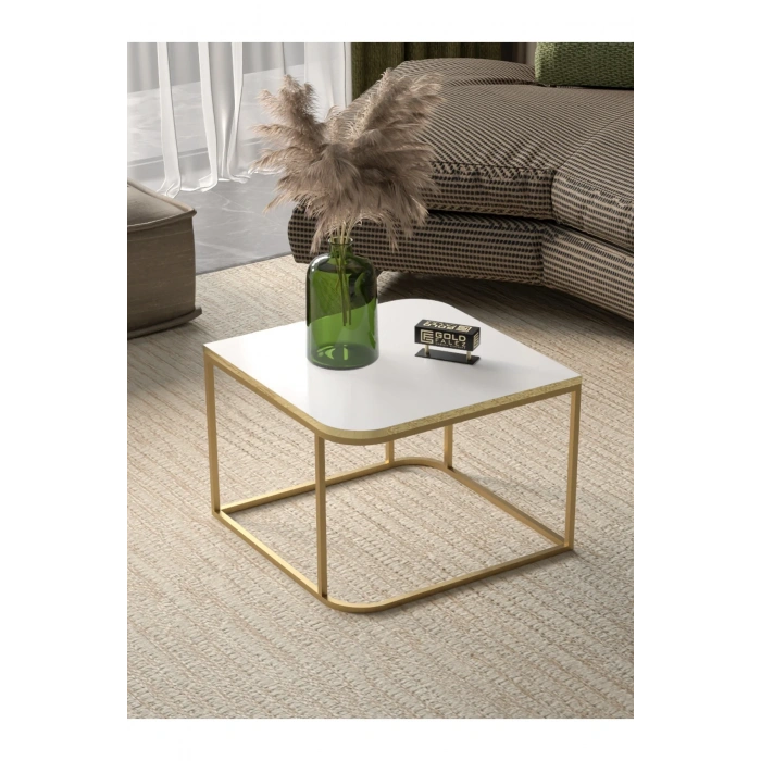 USLUCAN ALIŞVERİŞ Orta Sehpa Tekli Damla Gold Beyaz