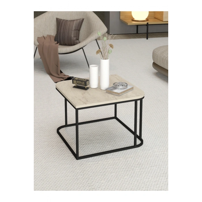 USLUCAN ALIŞVERİŞ Orta Sehpa Tekli Damla Traverten