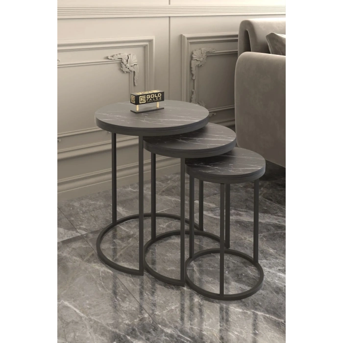 USLUCAN ALIŞVERİŞ Orta Sehpa Tekli Ve 3Lü C Zigon Sehpa Kombin Set Bendir