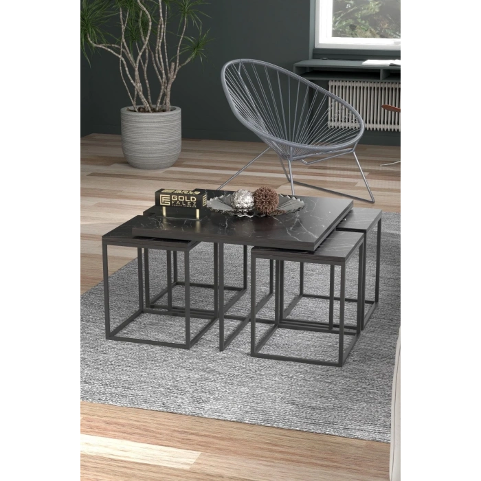 USLUCAN ALIŞVERİŞ Orta Sehpa Ve Zigon Sehpa 5li Lüx Set Bendir