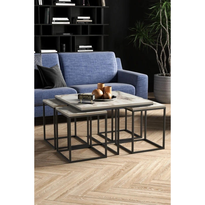 USLUCAN ALIŞVERİŞ Orta Sehpa Ve Zigon Sehpa 5li Lüx Set EFES