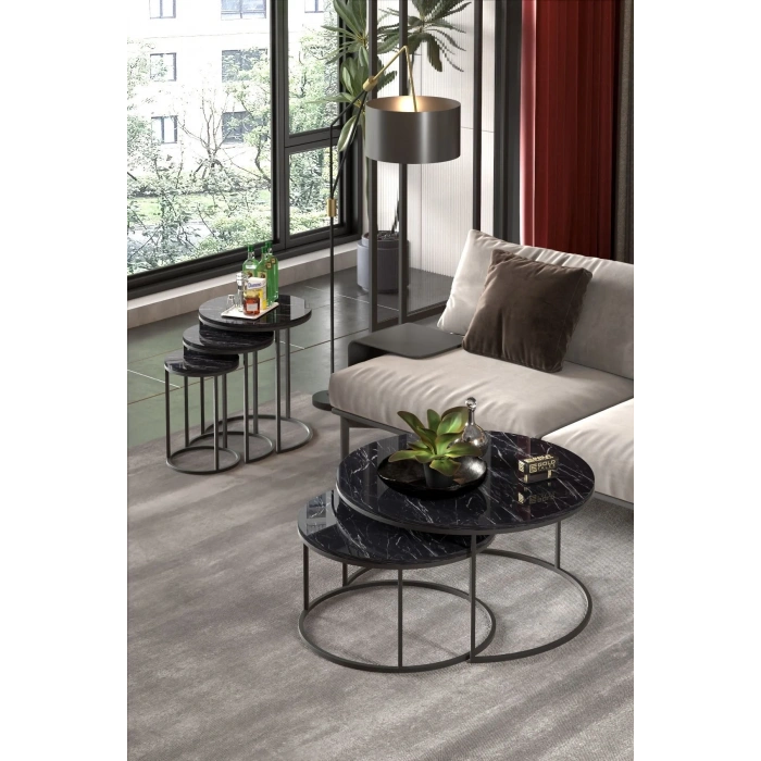 USLUCAN ALIŞVERİŞ ORTA SEHPA VE ZİGON SEHPA SET İKİLİ LÜX C ZİGON BENDİR