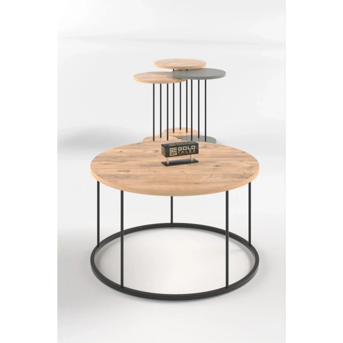 USLUCAN ALIŞVERİŞ ORTA SEHPA VE ZİGON SEHPA TERRA SET ANTRASİT CEVİZ