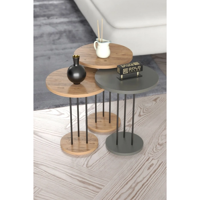 USLUCAN ALIŞVERİŞ ORTA SEHPA VE ZİGON SEHPA TERRA SET ANTRASİT CEVİZ