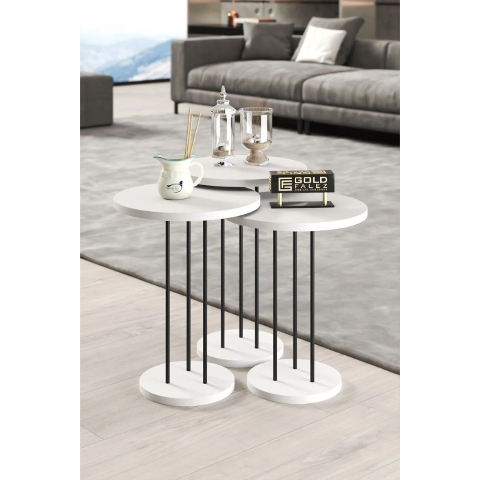 USLUCAN ALIŞVERİŞ ORTA SEHPA VE ZİGON SEHPA TERRA SET BEYAZ