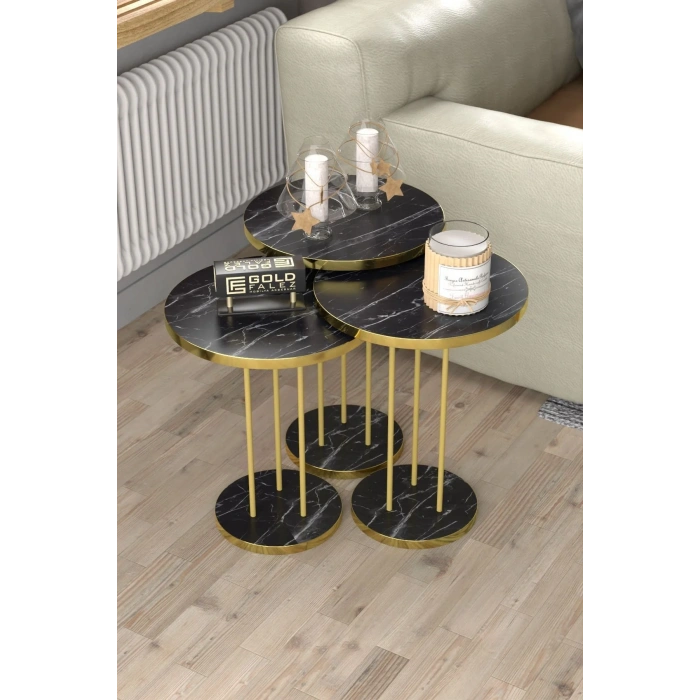 USLUCAN ALIŞVERİŞ ORTA SEHPA VE ZİGON SEHPA TERRA SET GOLD BENDİR