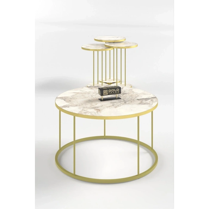 USLUCAN ALIŞVERİŞ ORTA SEHPA VE ZİGON SEHPA TERRA SET GOLD EFES