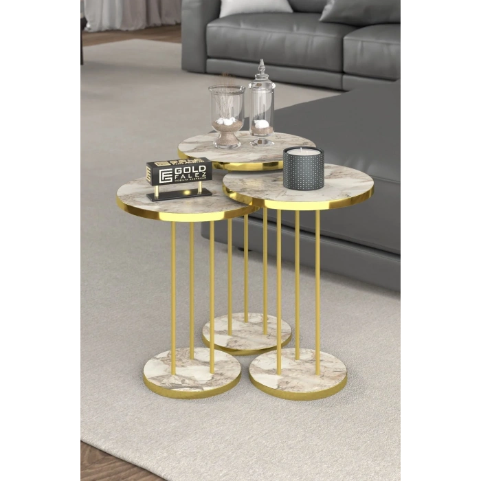 USLUCAN ALIŞVERİŞ ORTA SEHPA VE ZİGON SEHPA TERRA SET GOLD EFES