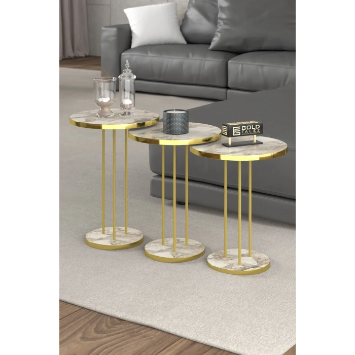 USLUCAN ALIŞVERİŞ ORTA SEHPA VE ZİGON SEHPA TERRA SET GOLD EFES