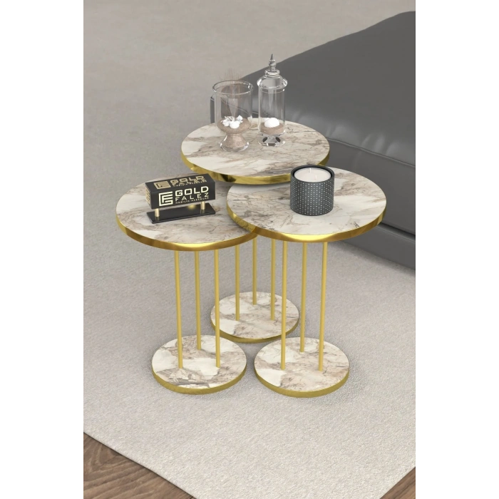 USLUCAN ALIŞVERİŞ ORTA SEHPA VE ZİGON SEHPA TERRA SET GOLD EFES