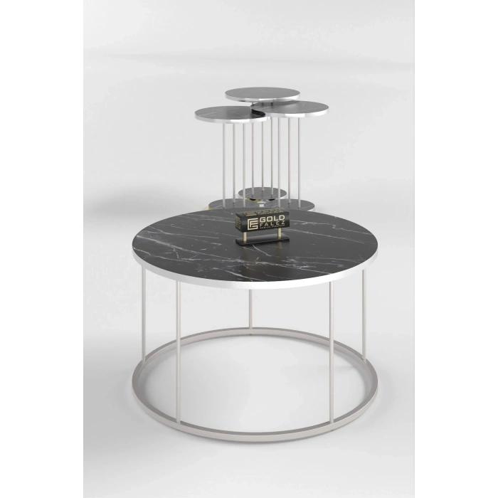 USLUCAN ALIŞVERİŞ ORTA SEHPA VE ZİGON SEHPA TERRA SET GÜMÜŞ BENDİR