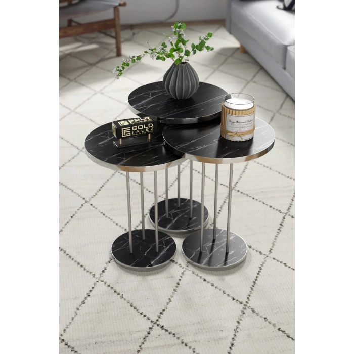 USLUCAN ALIŞVERİŞ ORTA SEHPA VE ZİGON SEHPA TERRA SET GÜMÜŞ BENDİR