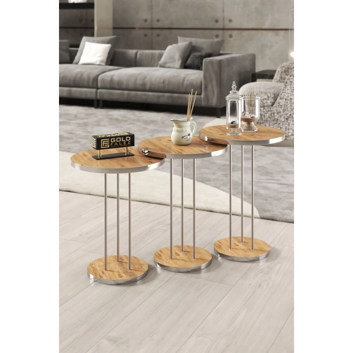 USLUCAN ALIŞVERİŞ ORTA SEHPA VE ZİGON SEHPA TERRA SET GÜMÜŞ CEVİZ