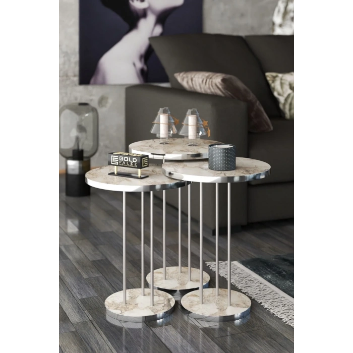 USLUCAN ALIŞVERİŞ ORTA SEHPA VE ZİGON SEHPA TERRA SET GÜMÜŞ EFES