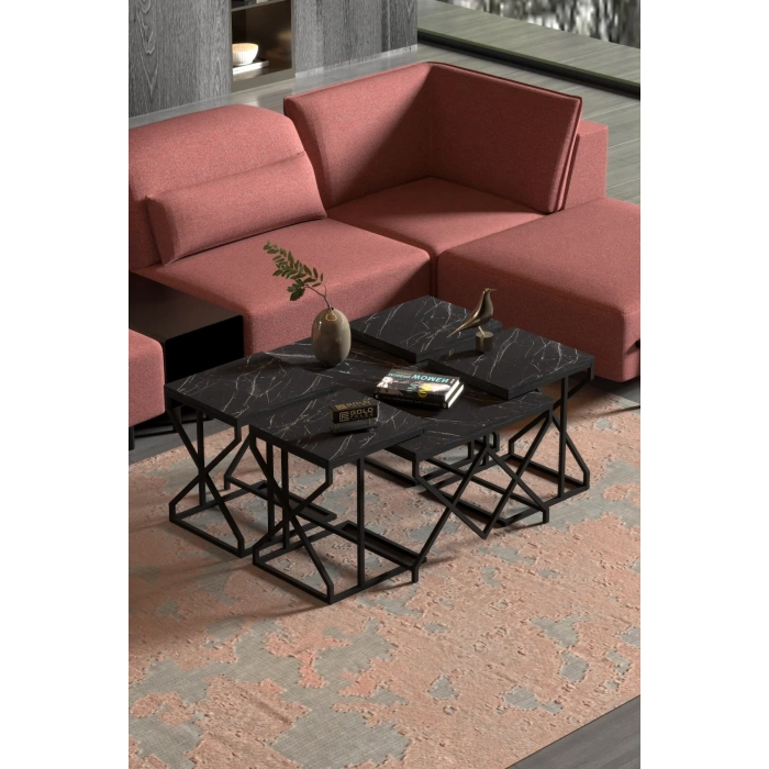 USLUCAN ALIŞVERİŞ Orta Sehpa Ve Zigon Sehpa V Lüx 5Li Set Bendir