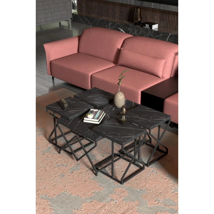 USLUCAN ALIŞVERİŞ Orta Sehpa Ve Zigon Sehpa V Lüx 5Li Set Bendir