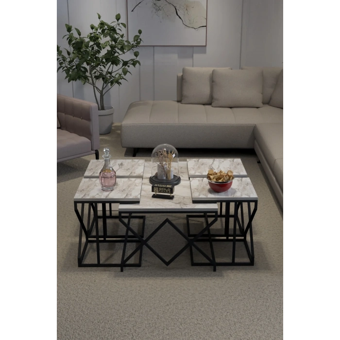 USLUCAN ALIŞVERİŞ Orta Sehpa Ve Zigon Sehpa V Lüx 5Li Set Efes