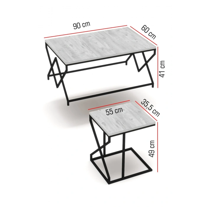 USLUCAN ALIŞVERİŞ Orta Sehpa Ve Zigon Sehpa V Lüx 5Li Set Efes