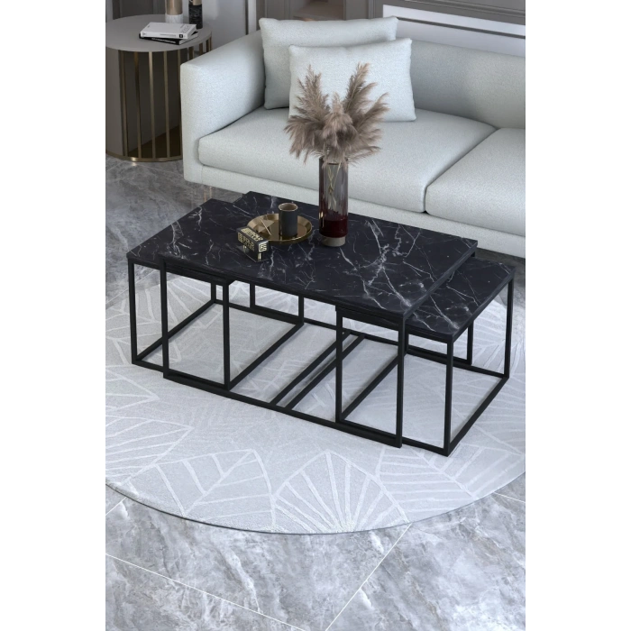 USLUCAN ALIŞVERİŞ Orta Sehpa Ve Zigon Yan Sehpa Flora Set Bendir